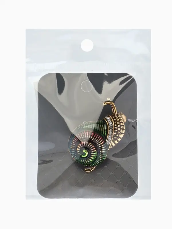 Брошь "Улитка", цветная в чернёном золоте