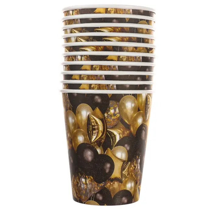 Посуда одноразовая бумажная «Чёрное золото», 10 стаканов, 10 тарелок Посуда одноразовая бумажная «Чёрное золото», 10 стаканов, 10 тарелок