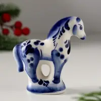 Сувенир Лошадь стоящая, 7х7см, гжель