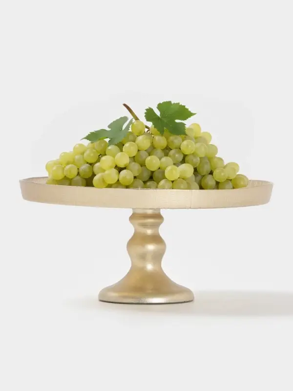 Блюдо для торта &laquo;Кувшинка&raquo;, d=21 см, на ножке, стекло, золотистое