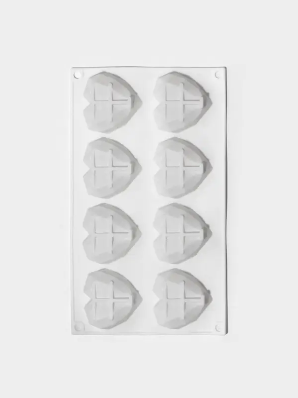 Форма для муссовых десертов и выпечки KONFINETTA &laquo;Сердце&raquo;, силикон, 29&times;17&times;2 см, 8 ячеек, белая