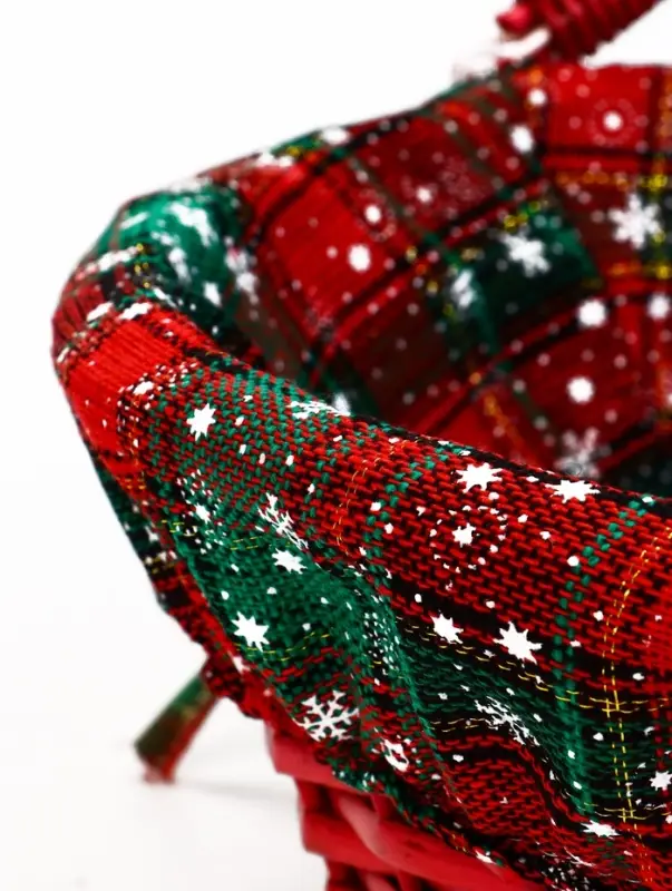 Корзина плетеная 32 х 32 х 14 см, ручка h=14 см красный НГ ткань Корзина плетеная 32 х 32 х 14 см, ручка h=14 см красный НГ ткань