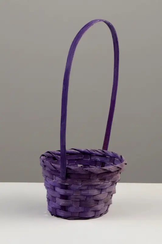 Корзина плетёная для хранения, 13&times;13&times;9.5 см, ручка h=21 см, бамбук, фиолетовая