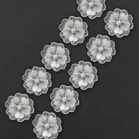 Аппликация для одежды &laquo;Цветок&raquo; текстильная, d=6 см, 10 шт., белая