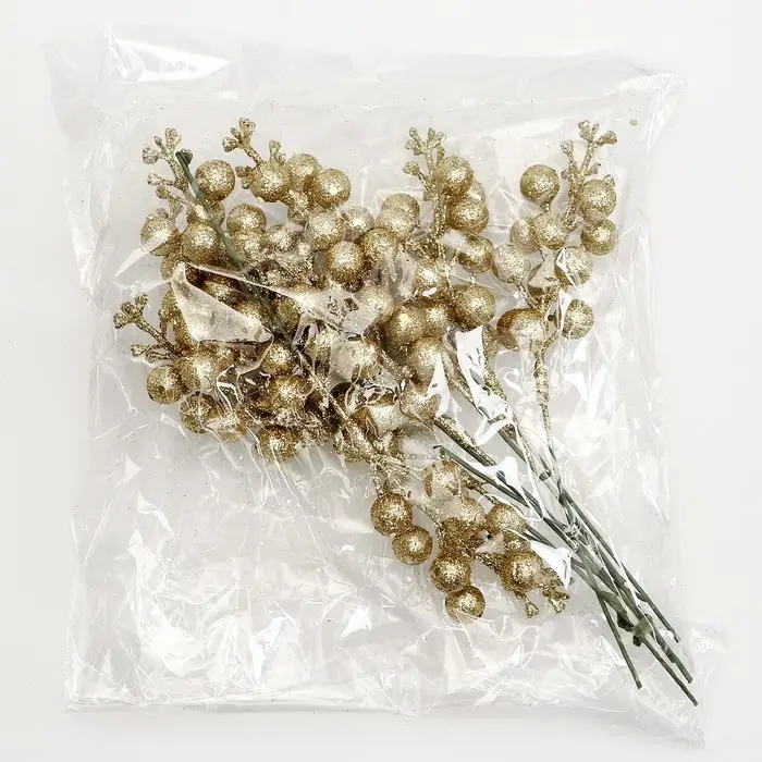 Ягоды для декора, золотого цвета, 4,5 × 4,5 × 20 см