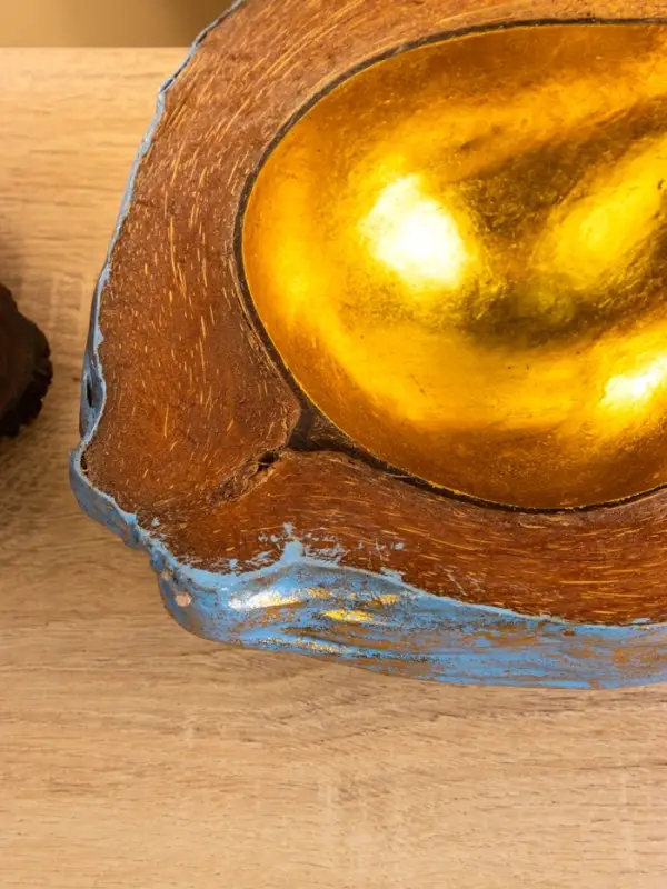 Чаша из кокоса, 22,5х25х10 см, сине-золотой