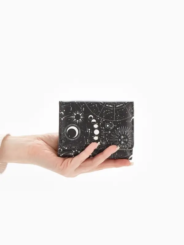 Кошелёк женский на кнопке, 10.5&times;2.5&times;8.5 см, чёрный/белый