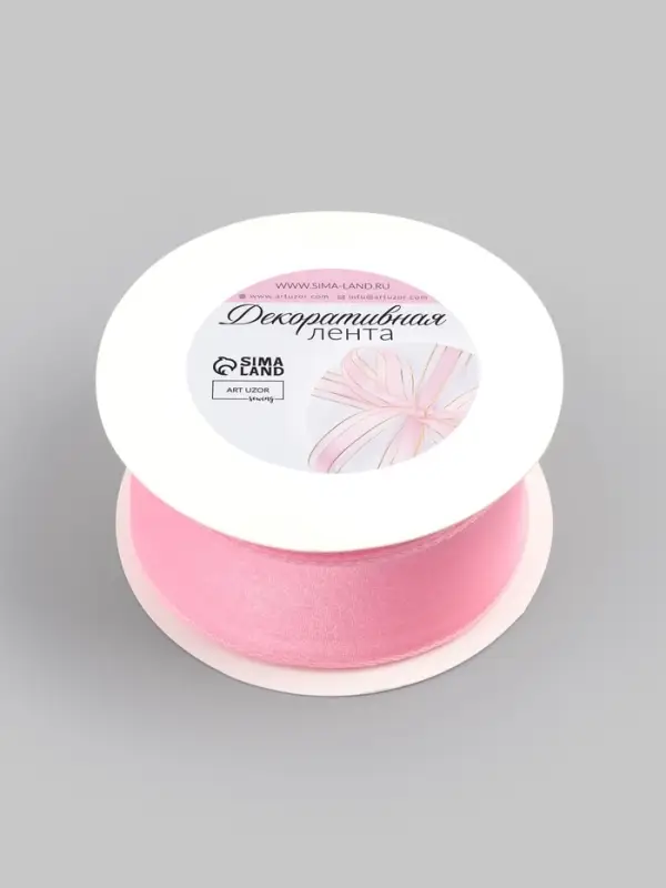 Лента капроновая &laquo;Волна&raquo;, 50 мм, 10&plusmn;1 м, розовая