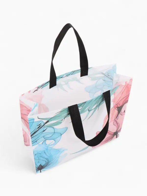 Сумка хозяйственная без застёжки, с цветочным принтом, 32&times;10&times;26 см, разноцветная