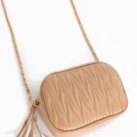 Сумка женская, через плечо, на молнии, 21&times;7&times;14 см, бежевая
