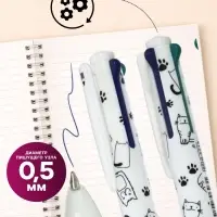 Набор шариковых ручек, 3 штуки, автоматические, 4-цветные, белый корпус, с рисунком