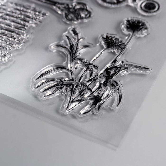 Штамп для творчества силикон Штамп для творчества силикон "Бабочки, цветы и ключ" 15х10 см