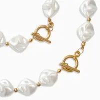 Набор 2 пред-та: бусы,браслет "Жемчуг барочный", ромб, 40/18см, цвет белый в золоте Набор 2 пред-та: бусы,браслет "Жемчуг барочный", ромб, 40/18см, цвет белый в золоте