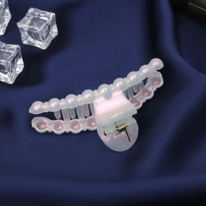 Краб для волос Краб для волос "Глянец" бусинка, 8 см, белый