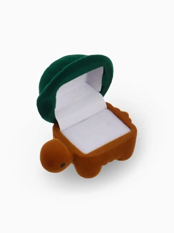 Футляр бархатный под серьги/кольцо &laquo;Черепашка&raquo;, 4.2&times;6,8, цвет зелёно-коричневый, вставка белая