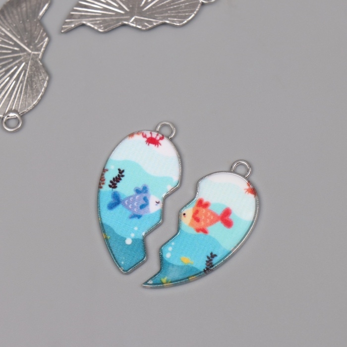 Декор для творчества металл, эмаль Декор для творчества металл, эмаль "Влюблённые рыбки" набор 2 шт 3х2,8 см