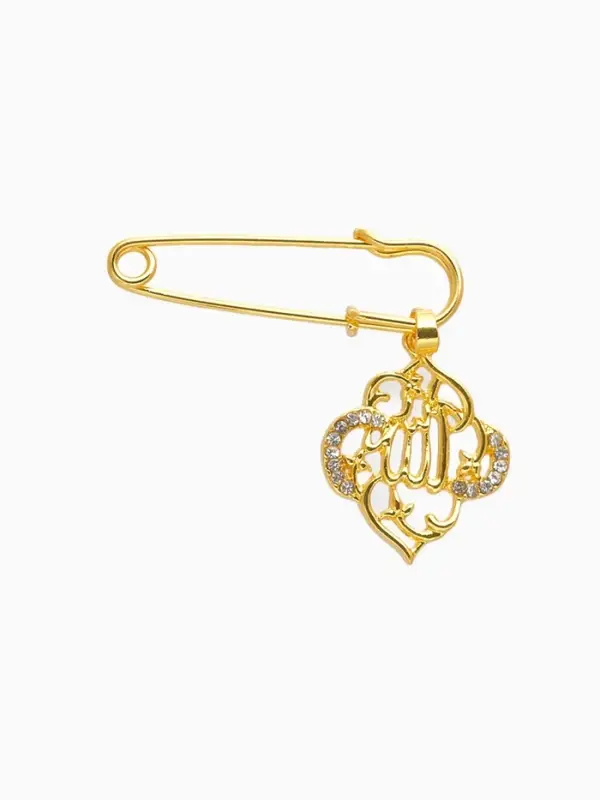 Булавка с подвеской &laquo;Мусульманская&raquo; басмала, 3 см, цвет белый в золоте