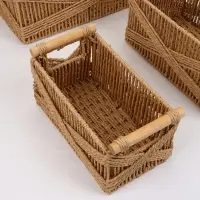 Набор корзин &laquo;Намибия&raquo; 3 шт.: 27&times;15&times;13, 32&times;19&times;15, 38&times;23&times;16 см, бумага, дерево, бежевые