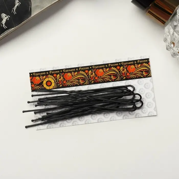 Шпильки для волос &laquo;Народная&raquo;, 7 см, набор 10 шт., чёрные