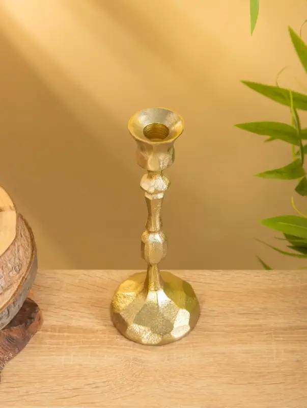 Подсвечник  Подсвечник "Грани" алюминий 25 см, цв. золото