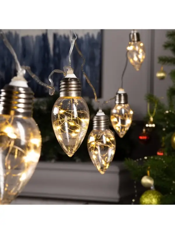 Гирлянда &laquo;Нить&raquo; 3 м с насадками &laquo;Лампочки капля&raquo;, IP20, прозрачная нить, 80 LED, свечение тёплое белое, 8 режимов, 220 В