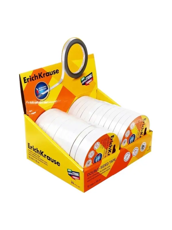Клейкая лента ErichKrause Double-sided tape, 12 мм &times; 10 м, двусторонняя