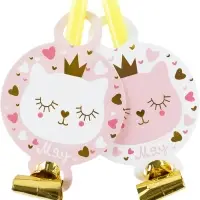 Карнавальные язычки гудки "Котенок Принцесса" 11 см, 6 шт. в упак.