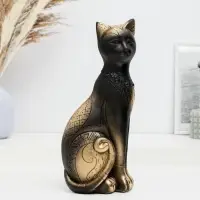 Фигурка гипс &laquo;Кот Фараон&raquo;, чёрная в золоте, 28 см