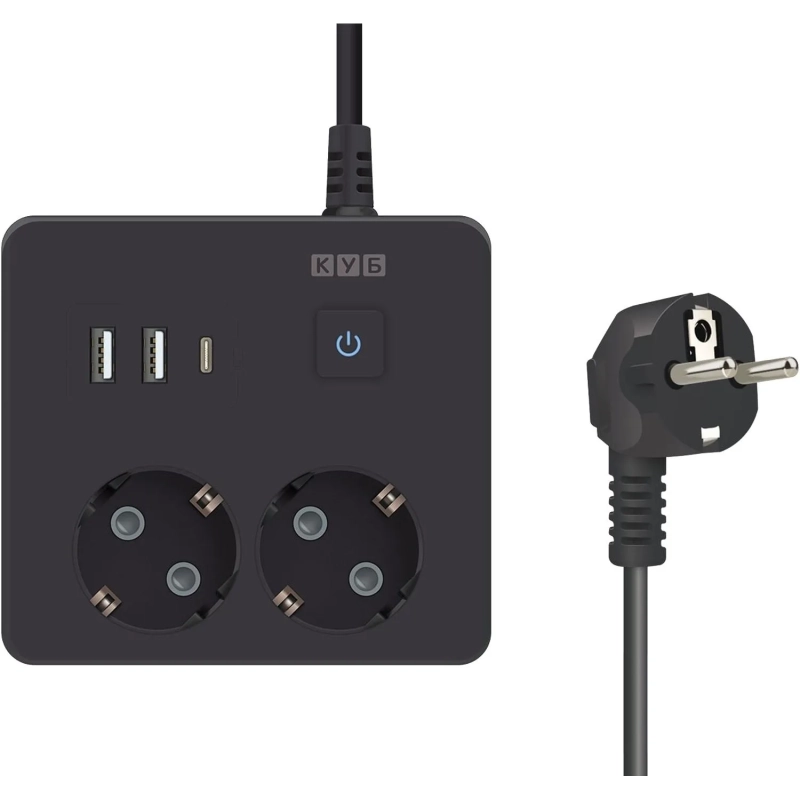 Удлинитель Power Cube, 2р,3USB, 3500 Вт, 16А,1.9 м, 3x1,0 черн.(PC-1B-2M)