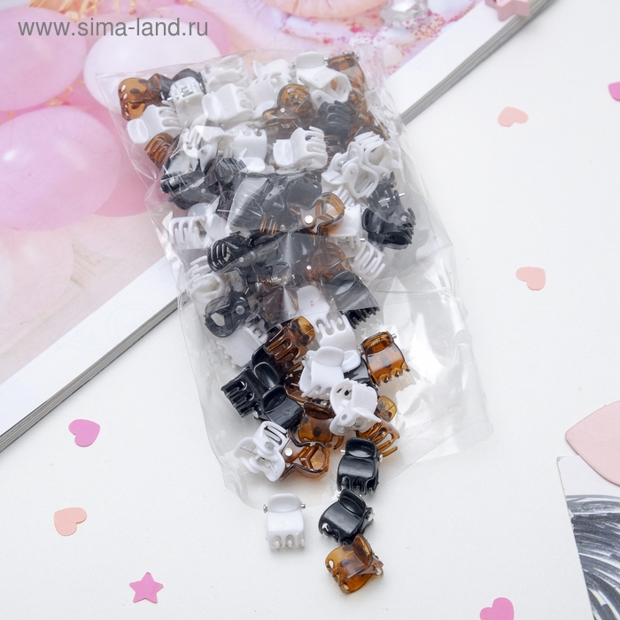 Краб для волос  Краб для волос "Мини" (набор 100 шт) простой, 1 см, микс
