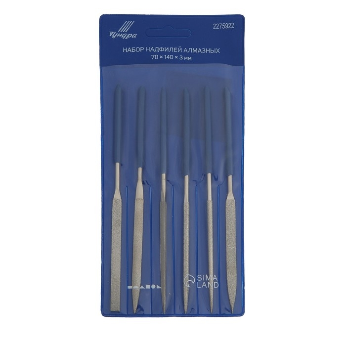 Набор надфилей алмазных ТУНДРА, обрезиненные рукоятки, 70 х 140 х 3 мм, 6 шт. Набор надфилей алмазных ТУНДРА, обрезиненные рукоятки, 70 х 140 х 3 мм, 6 шт.