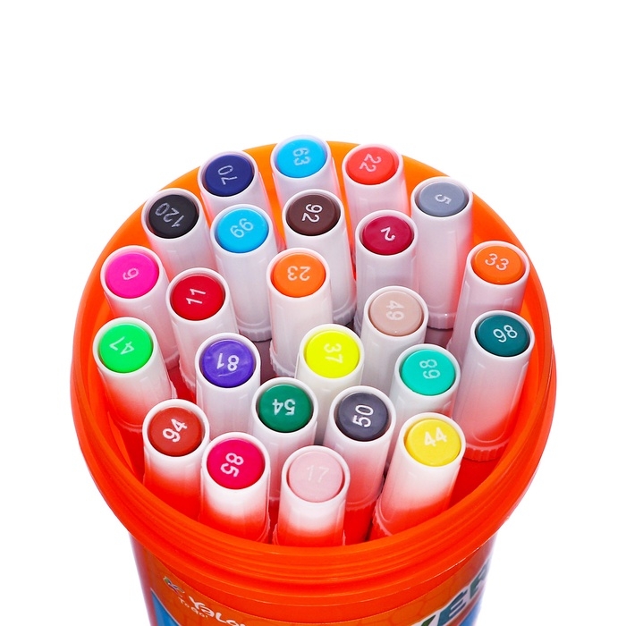 Набор маркеров 18 цветов двусторонние, в пластик тубусе МИКС Набор маркеров 18 цветов двусторонние, в пластик тубусе МИКС