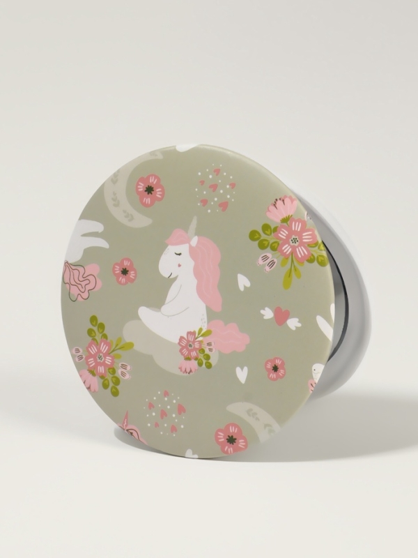 Зеркало складное «Единороги», d = 7,3 см, с увеличением, цвет оливковый