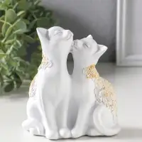 Фигурка полистоун &laquo;Кот и Кошка&raquo; белый, 14&times;13 см