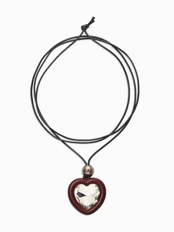 Кулон на шнурке &laquo;Сердце и бусина&raquo;, регулируемый, L=90 см, чёрный