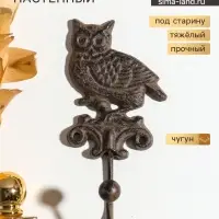 Крючок настенный &laquo;Сова на ветке&raquo;, ключница декоративная, чугун, 8&times;18&times;6 см