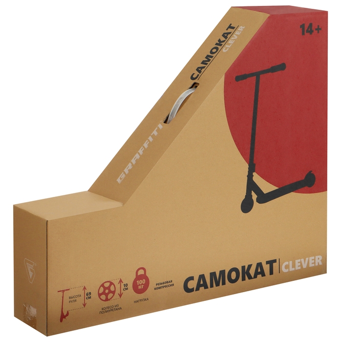 Самокат трюковой GRAFFITI Clever 24, колёса PU 100 мм, резьбовая компрессия, ABEC 9 Chrom, цвет чёрный Самокат трюковой GRAFFITI Clever 24, колёса PU 100 мм, резьбовая компрессия, ABEC 9 Chrom, цвет чёрный