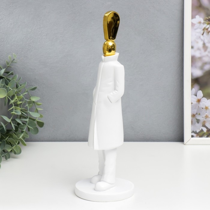 Сувенир полистоун  Сувенир полистоун "Человек - Восклицательный знак" белый с золотом 33х10х10 см