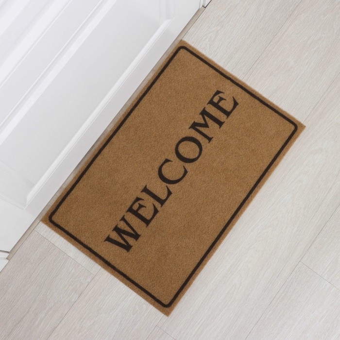 Коврик придверный Доляна Welcome, без окантовки, 40×60 см, цвет бежевый Коврик придверный Доляна Welcome, без окантовки, 40×60 см, цвет бежевый