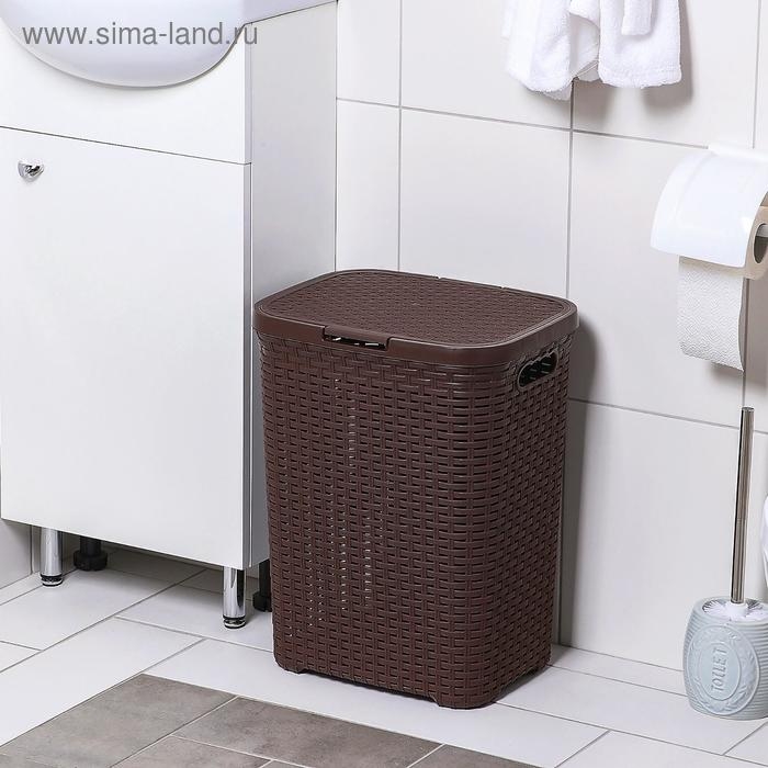 Корзина бельевая с крышкой «Ротанг», 40 л, 37×29×48 см, цвет коричневый Корзина бельевая с крышкой «Ротанг», 40 л, 37×29×48 см, цвет коричневый