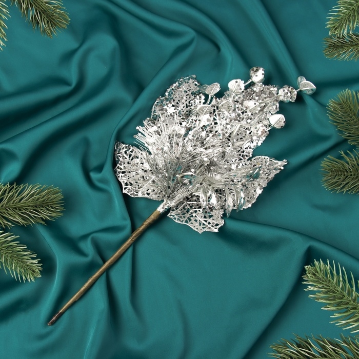 Декор Декор "Новогодняя грация" резные листья, 33х17 см, серебро