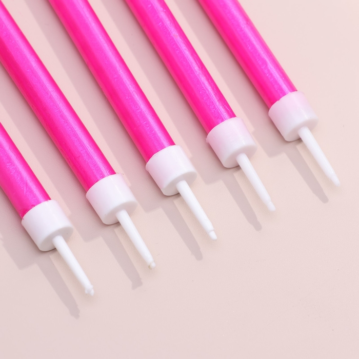 Набор свечей для торта "Манхеттен", 9 см, 8 шт, 24 мин, розовый металлик