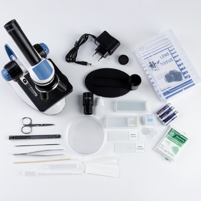 Микроскоп лабораторный кратность 40,100,400, подсветка Микроскоп лабораторный кратность 40,100,400, подсветка