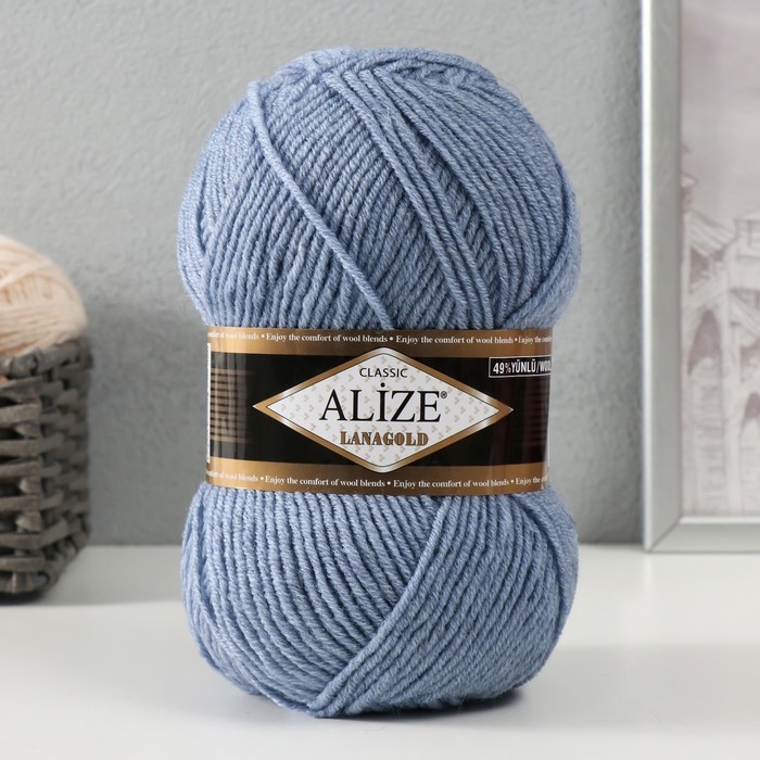 Пряжа Пряжа "Lanagold" 51% акрил, 49% шерсть 240м/100гр (221 светлый джинс)