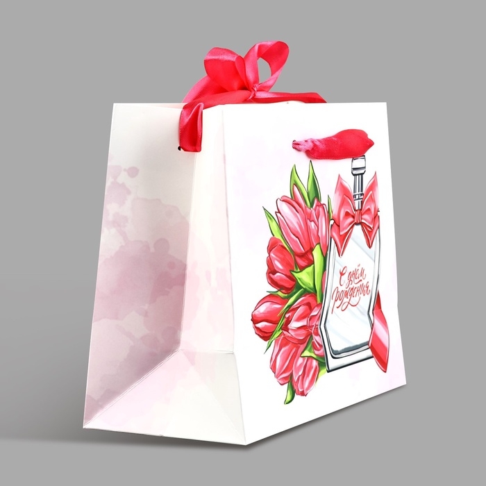 Пакет ламинированный с лентой «С Днём рождения», MS 23 × 10 × 18 см Пакет ламинированный с лентой «С Днём рождения», MS 23 × 10 × 18 см