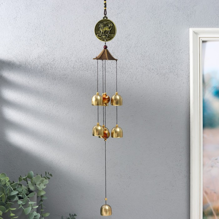 Музыка ветра металл Музыка ветра металл "Китайская монета Инь-ян" 7 колокольчиков 47х6 см