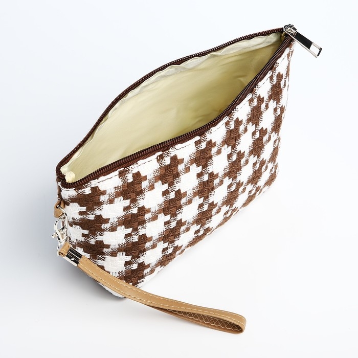 Косметичка на молнии, цвет белый/коричневый Косметичка на молнии, цвет белый/коричневый