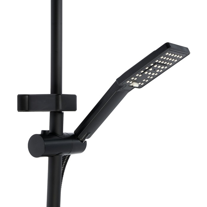 Душевая система ZEIN Z3863, смеситель, верхняя, ручная и гигиеническая лейка, полка, черная   993217 Душевая система ZEIN Z3863, смеситель, верхняя, ручная и гигиеническая лейка, полка, черная   993217