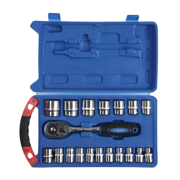 Набор инструментов в кейсе ТУНДРА, автомобильный, 1/2 Набор инструментов в кейсе ТУНДРА, автомобильный, 1/2", 19 предметов 482237