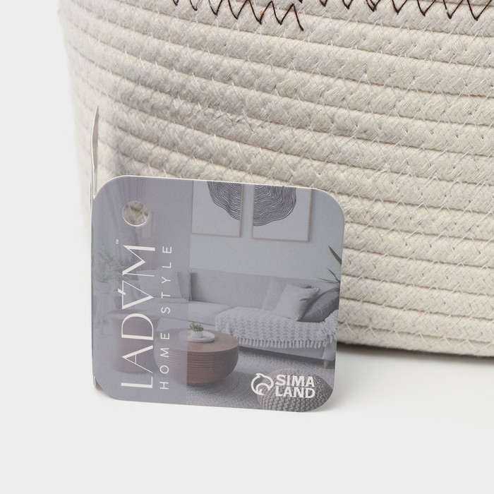 Корзины для хранения LaDо́m, ручное плетение, хлопок, 2 шт, цвет белый Корзины для хранения LaDо́m, ручное плетение, хлопок, 2 шт, цвет белый